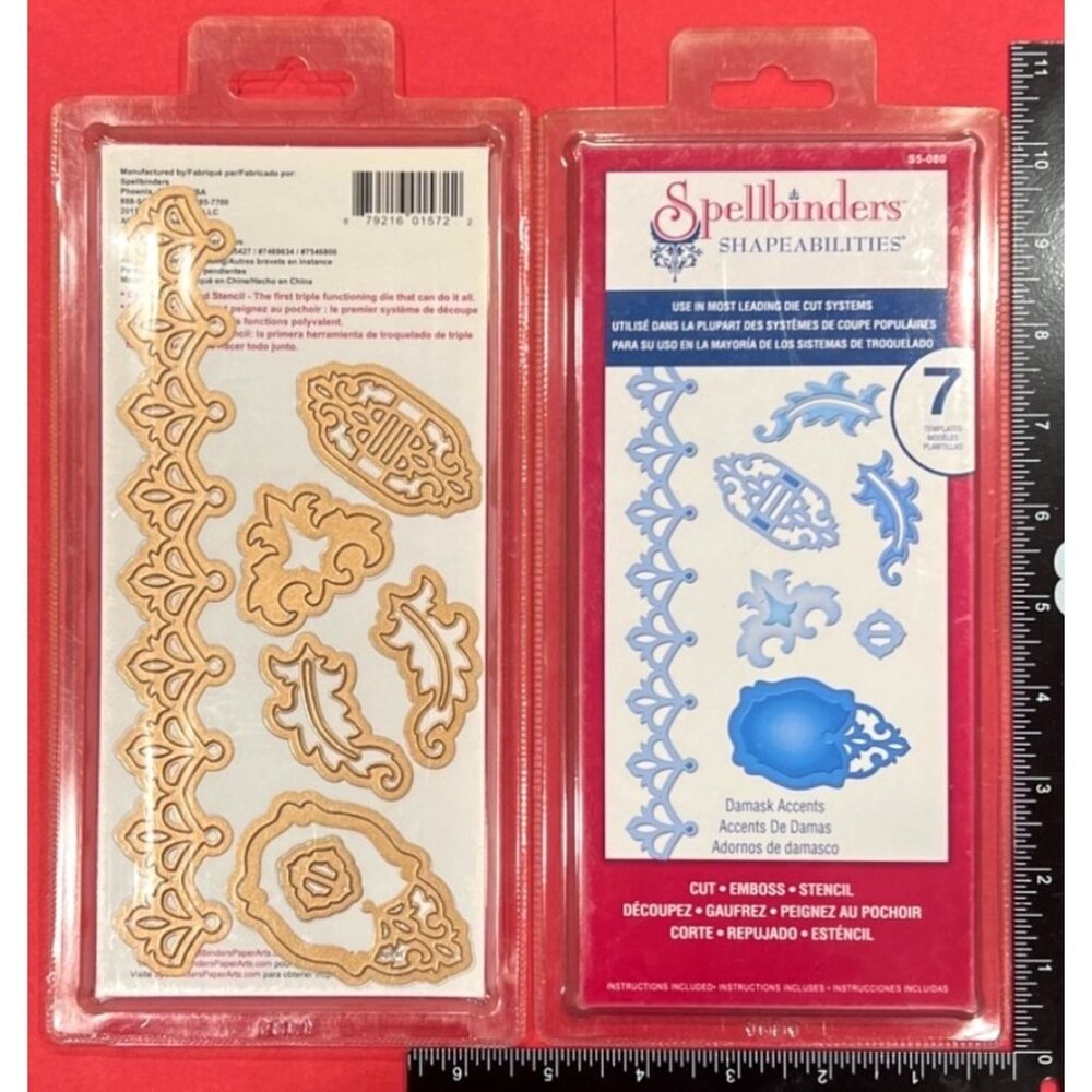 Spellbinders Shapeabilities Damask Accents Cutting Die Stencil Emboss S5-080